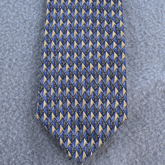 Jimmy Z Other - Jimmy Z Mens John Madden Collection Two Geometric Silk Necktie OS Blue Gold